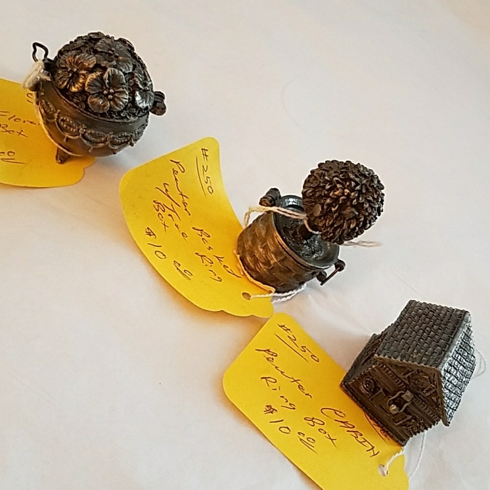 SPOONTIQUES,  PEWTER,  RING BOXES